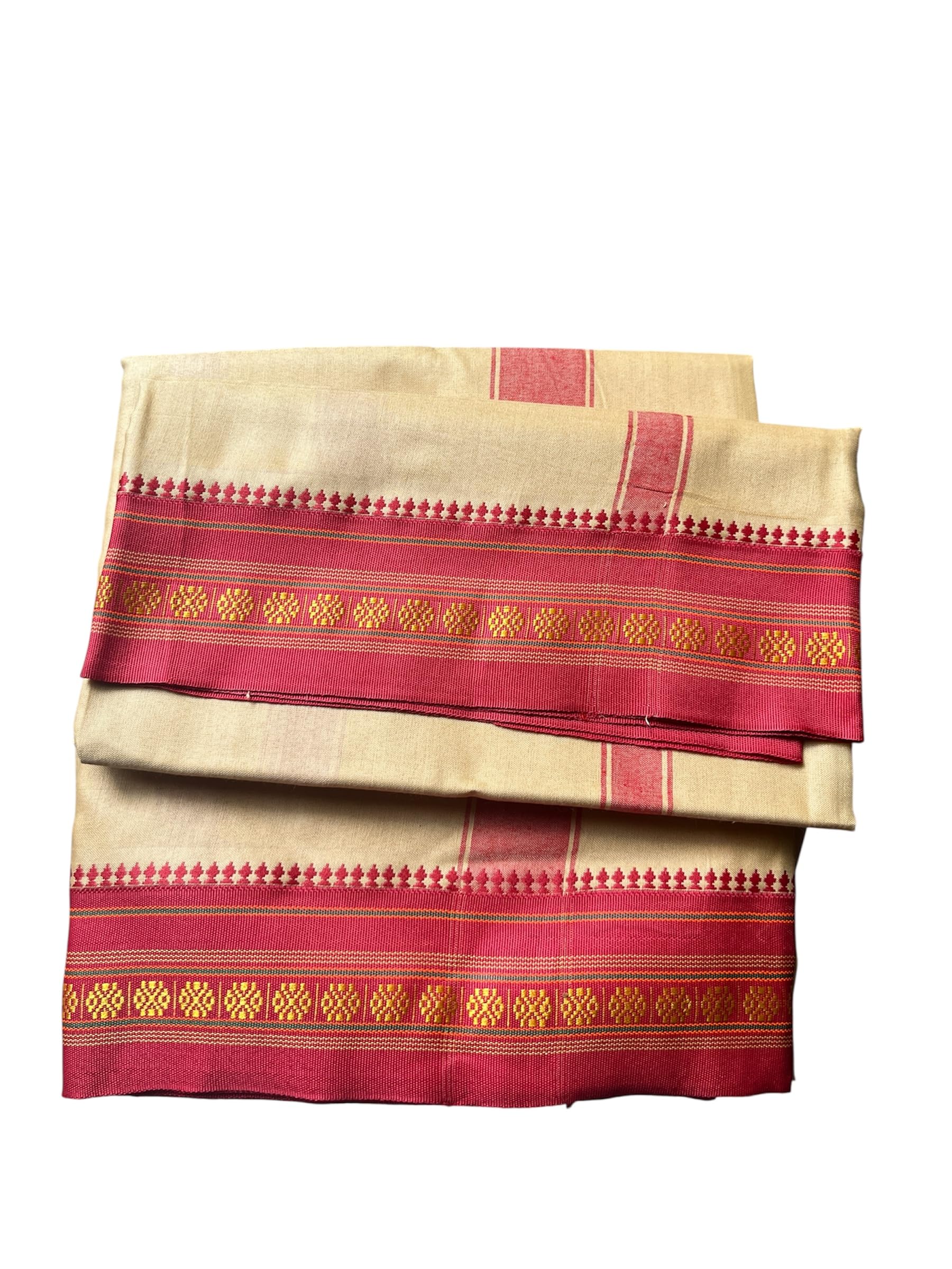 pure prayer Men Cotton Silk Unstitched Dhoti Set | 4.5 Meter Dhoti with 2.25 Meter Angavastram (Veshti/Pancha/Mundu) | Traditional Puja & Temple Wear-picture-49
