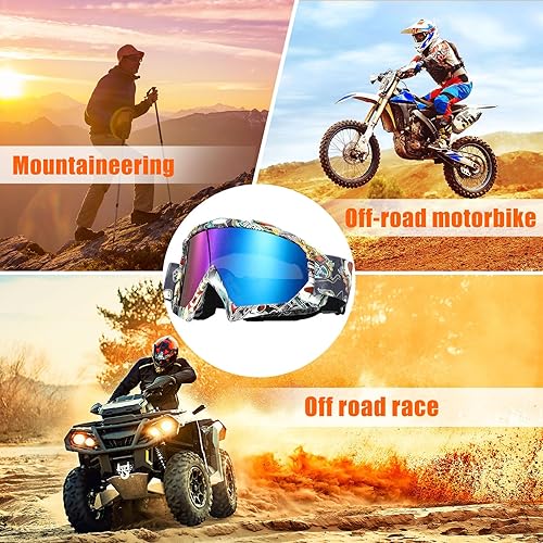 Miniatura 7 de Fiada 2 gafas ATV para adultos, gafas de motocross, antiniebla, motocicleta, esquí, motocross, para hombres y mujeres, para carreras de equitación