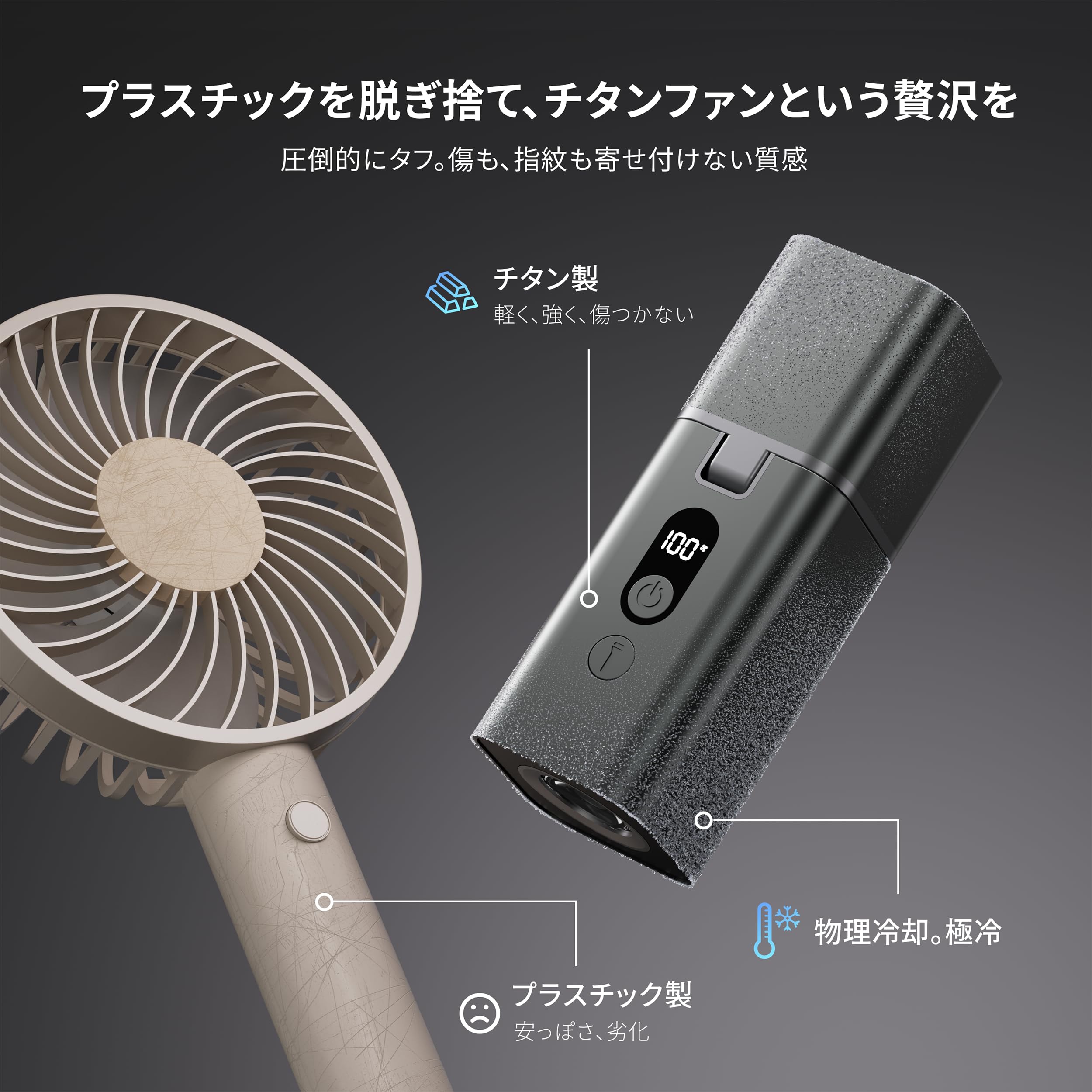 Amazon | Yibest チタン合金 ハンディファン 超軽量・コンパクト 携帯