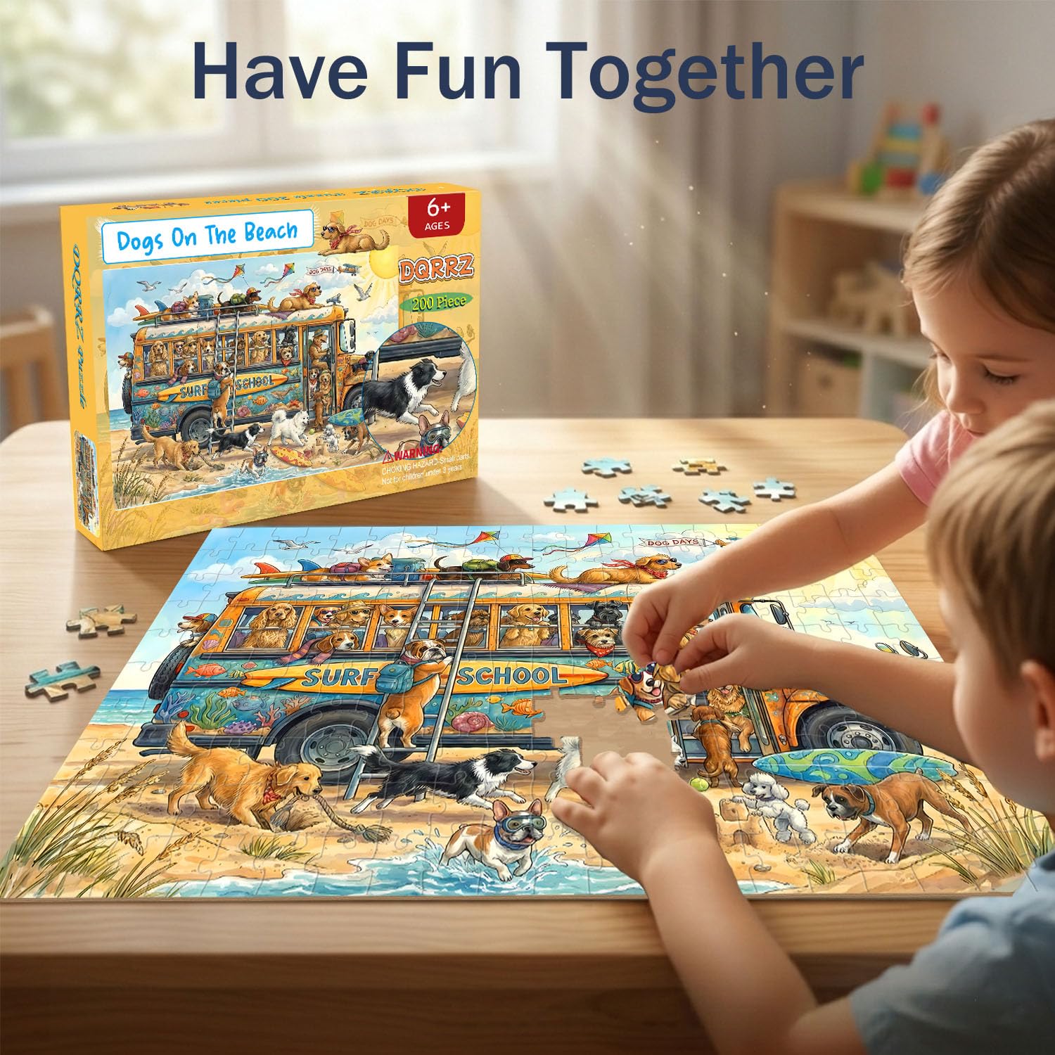 200 Piece Dogs on the Beach Surf Puzzle for Kids -4