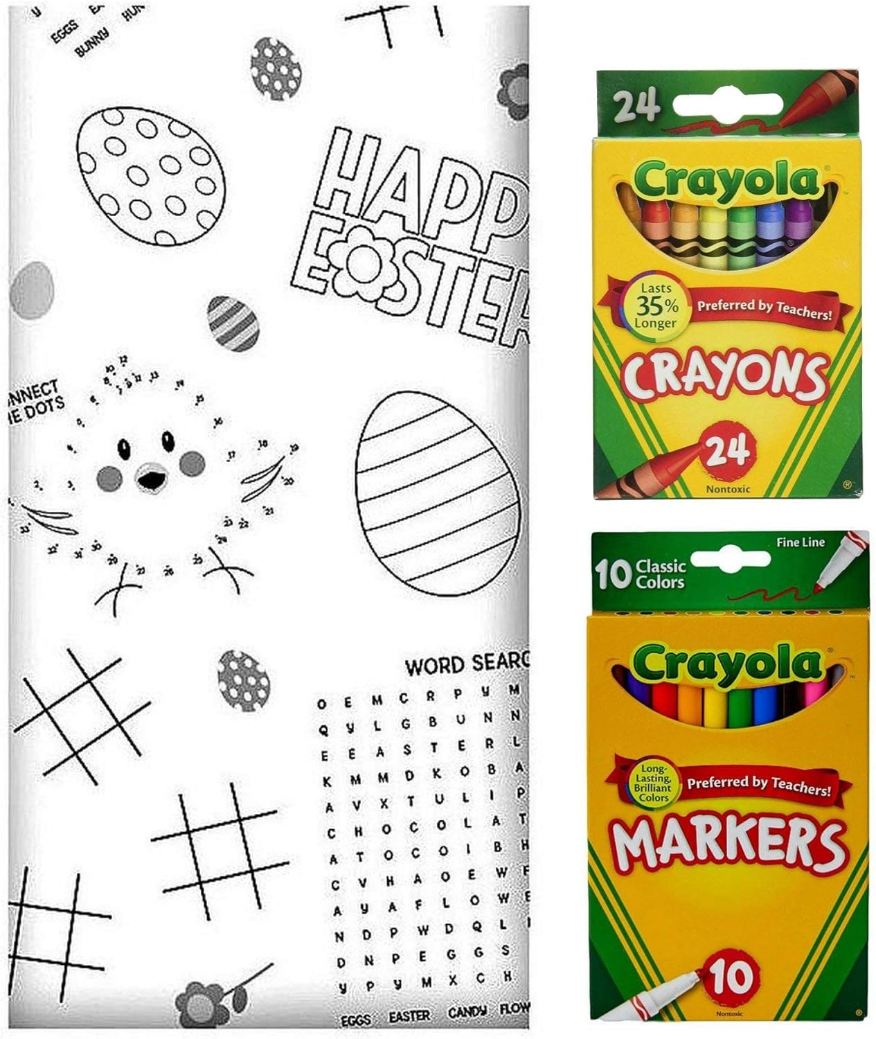 Kids' 3 Pc Coloring and Activity Easter Tablecloth Bundle