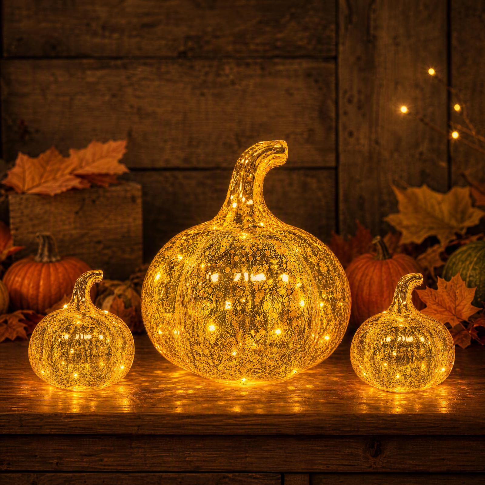 3 Piezas Calabazas Decorativas con Luz — Calabaza Halloween