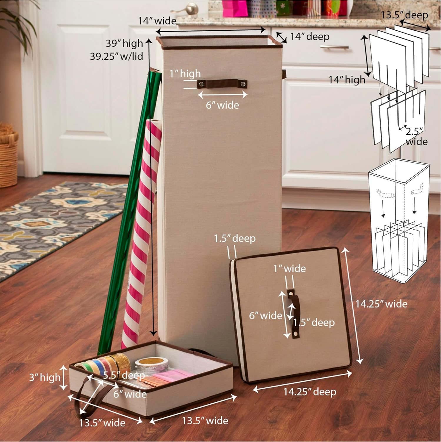 Household Essentials Gift Wrapping Paper Organizer