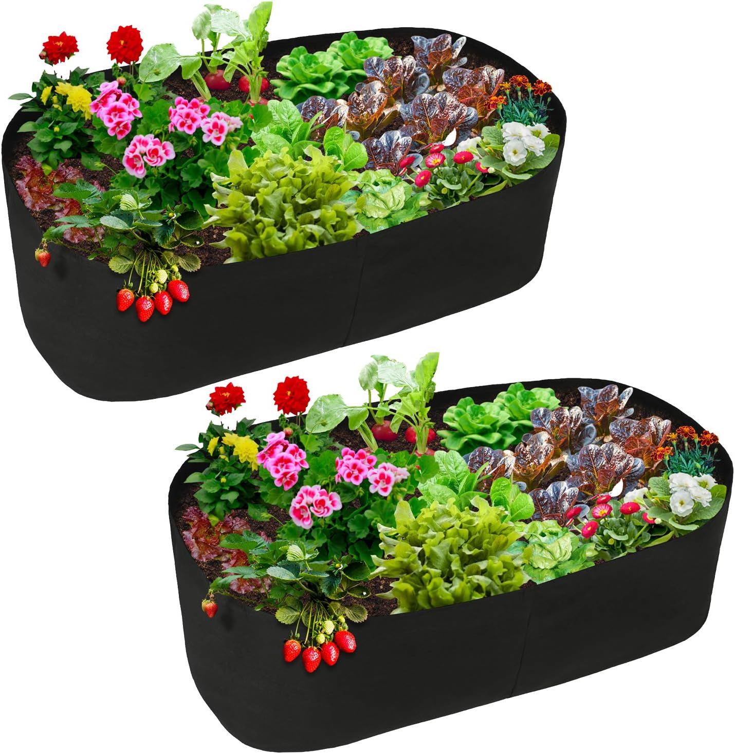 TITA-DONG Planting Grow Bag,Felt Fabric Raised Planting Bed,Raised Garden Bed Planter Breathable Planting Container Rectangle Growing Pot (Black - 4ft*2ft - 2pack)