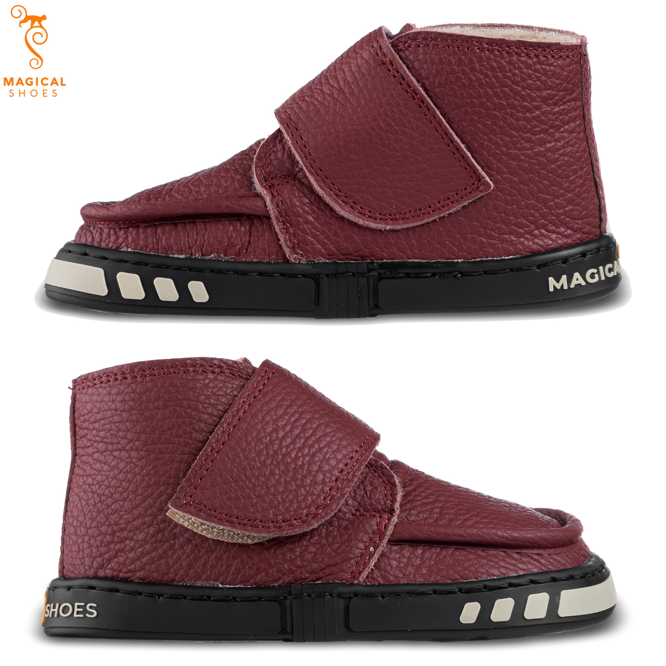 Magical Shoes Barfußstiefel für Kinder, gefütterte Barfußschuhe für Mädchen & Jungen, Winterstiefel mit Futter 50% Wolle, Halbstiefel Leder, Winter Kinder-, Babyschuhe, Ziu Ziu