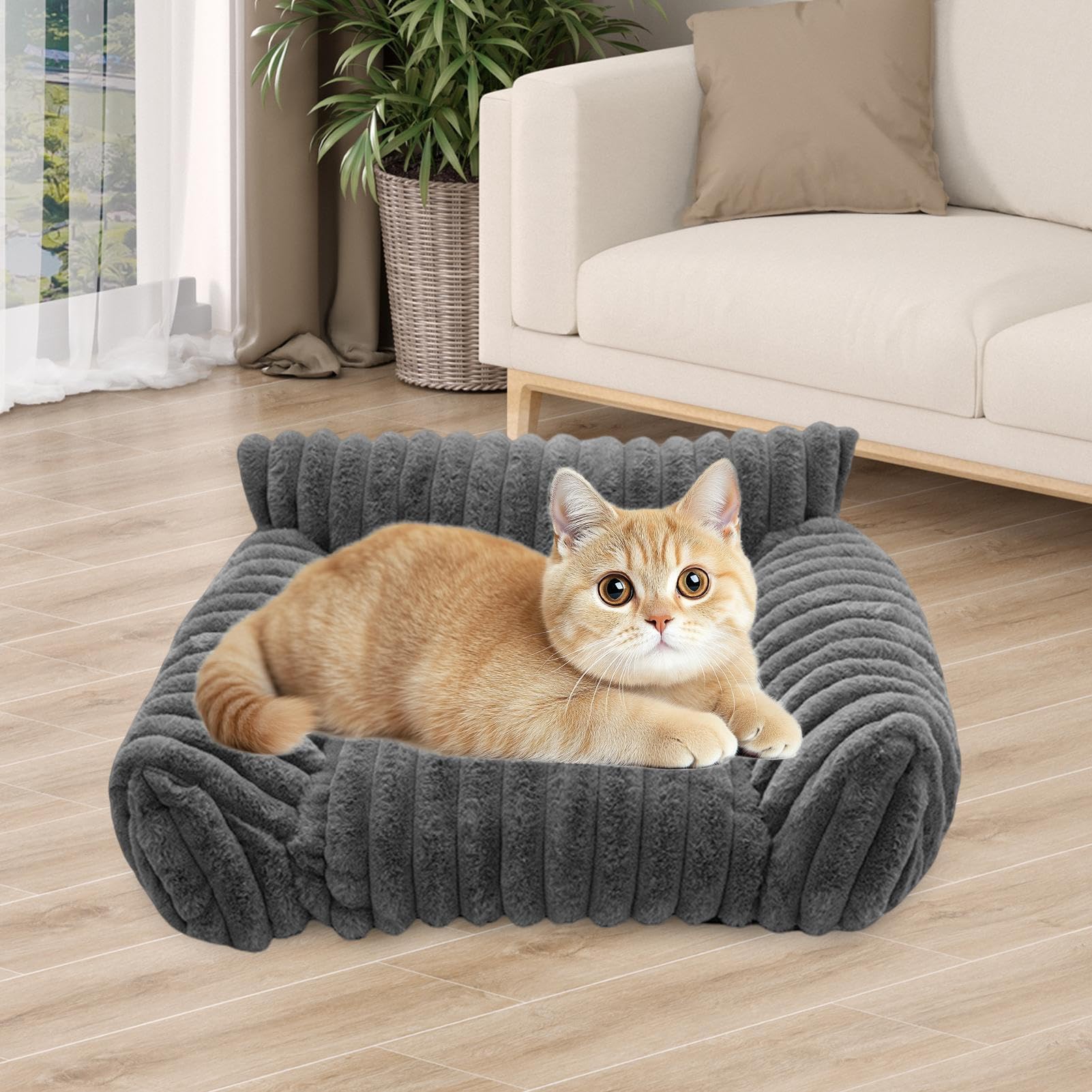 Sofas Bett für Haustiere, Sofa für Haustiere, für den Innenbereich, erhöht, flauschig, für Katzen und Hunde, für den Innen- und Außenbereich, Reisen, Apartment, Auto, Hof