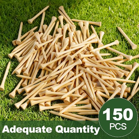 Guirnd 150PCS Professional Wooden Golf Tees 2 3/4 inch Biodegradable Bamboo Golf Tees, Stable and Reliable, Available in Natural Color