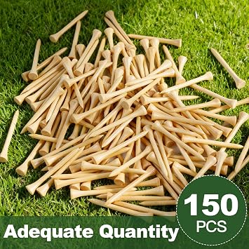 Guirnd 150PCS Professional Wooden Golf Tees 2 3/4 inch Biodegradable Bamboo Golf Tees, Stable and Reliable, Available in Natural Color