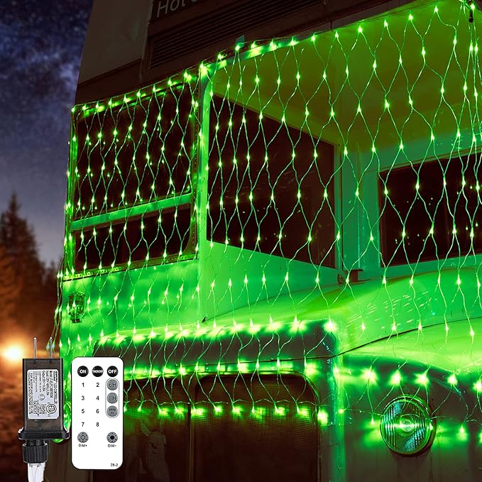 BrizLabs Green Net Lights Outdoor, 11.8ftx 4.9ft 360 LED Christmas Mesh