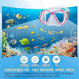 Greatever Dry Snorkel Set,Panoramic Wide View,Anti-Fog Scuba Diving Mask,Professional Snorkeling Gear for Adults