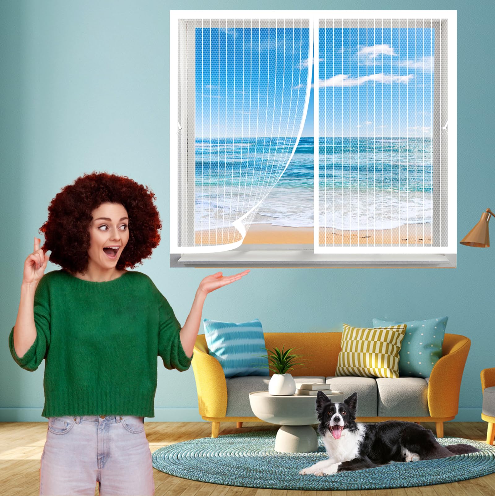 Moustiquaire magnétique pour fenêtre 170 x 140 cm pour aérer la chambre en été