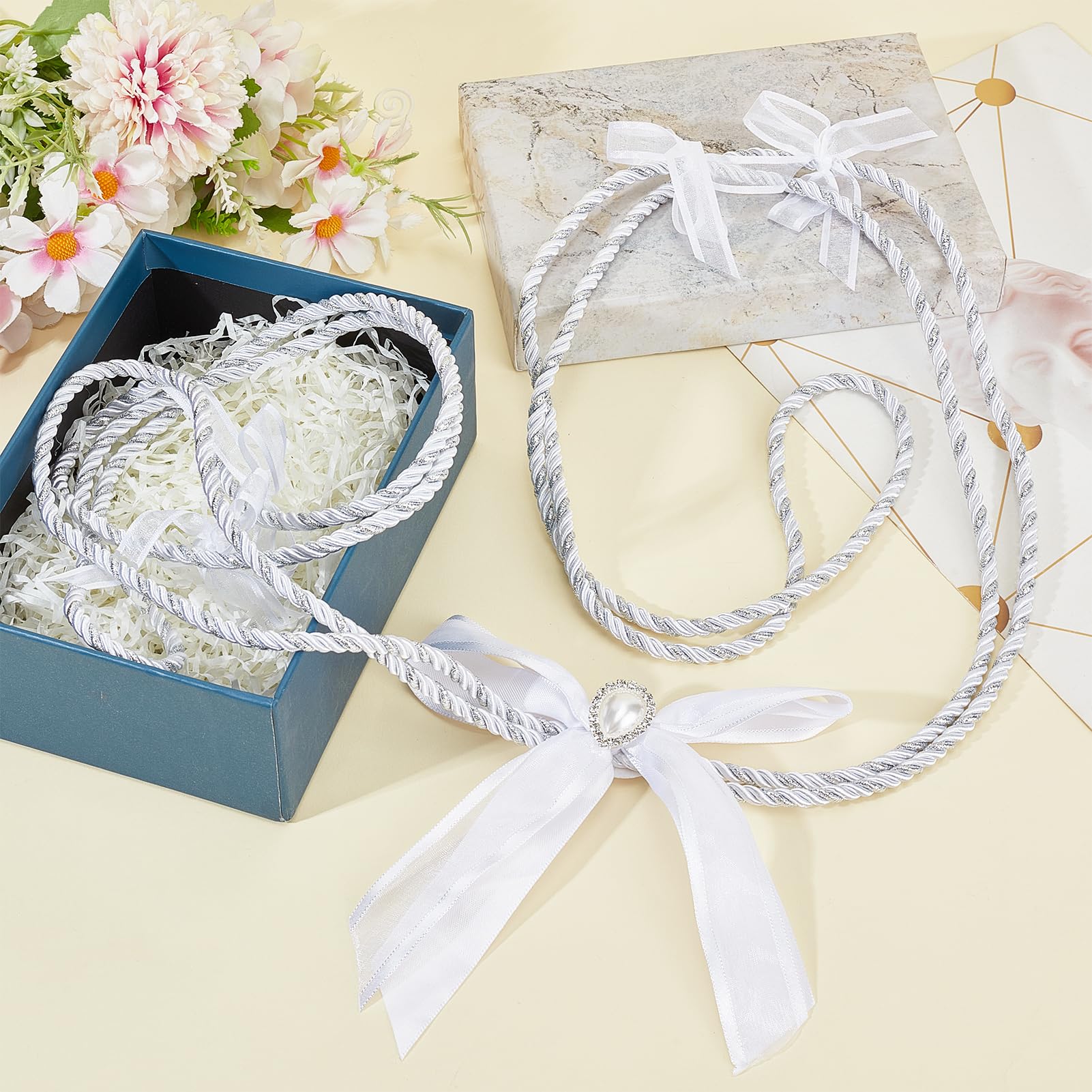 NICENEEDED White 62.99 Inch Wedding Lasso Rope, Bowkont Rope Lazo Celtic Hangfasting Cord - Image 4