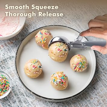 JUNADAEL J 4 OZ Scoop, Large Ice Cream Scoop With Trigger, Disher, Size #8 (1/2 Cup) Cookie Scoop, Muffin Scoop, Cupcake Scoop, Gray Handle, For Cookie, Cupcake, Muffin, Ice Cream, Rice
