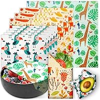 Vista 1 de Envoltura de cera de abeja reutilizable, paquete de 9, envolturas de cera de abejas ecológicas para alimentos, orgánica, sostenible, biodegradable