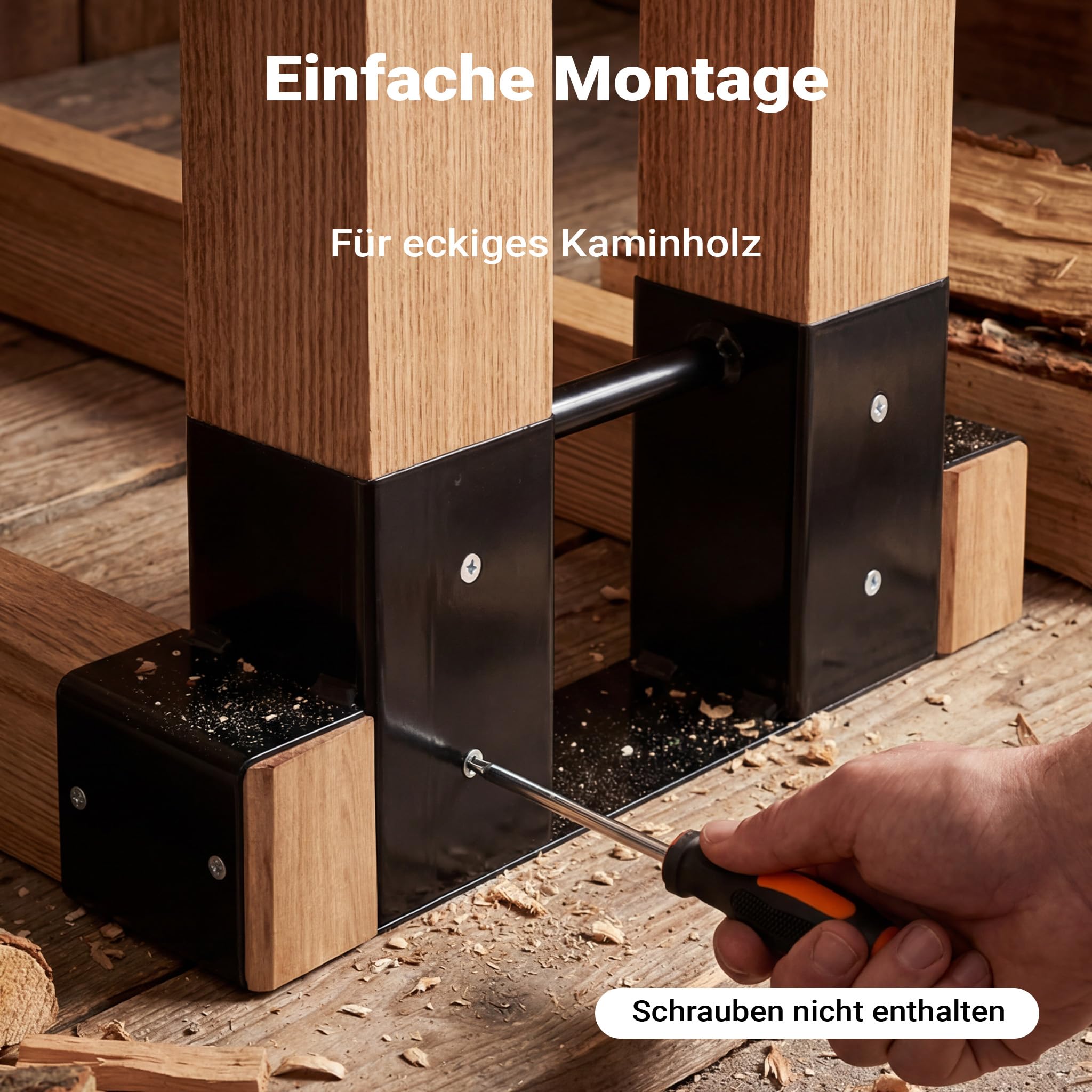 Wiltec Holzstapelhilfe für Kaminholz im 2er Set, 335 x 85 x 130 mm, Brennholz Stapelhilfe Gestell für Feuerholz und Brennholz, Holzhalter