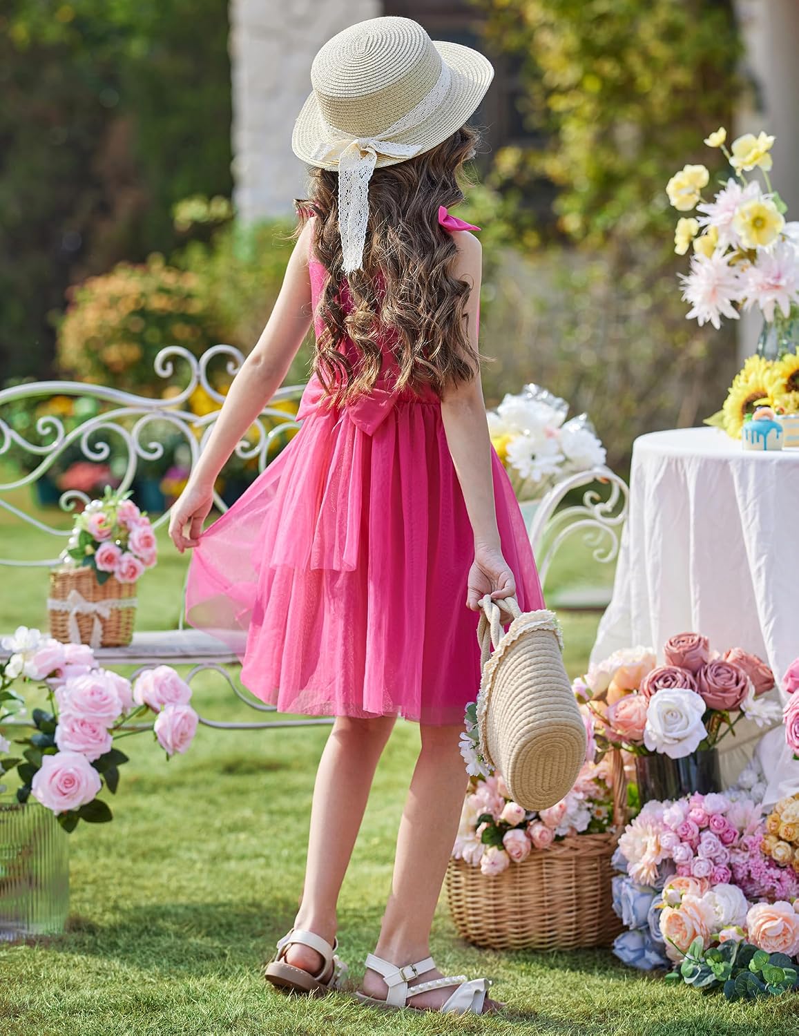 Arshiner Tutu Tulle Dress for Toddler Girls Bowknot Sleeveless Dresses image 3