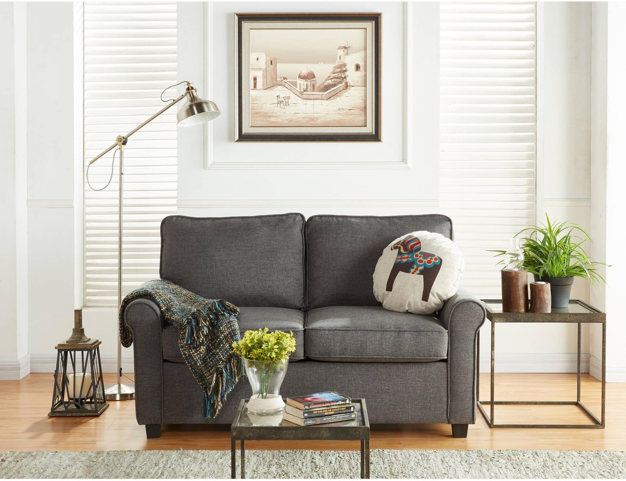 Mainstay Sofa Sleeper with Memory Foam Mattress | No-Tool Easy Assembly (Grey)