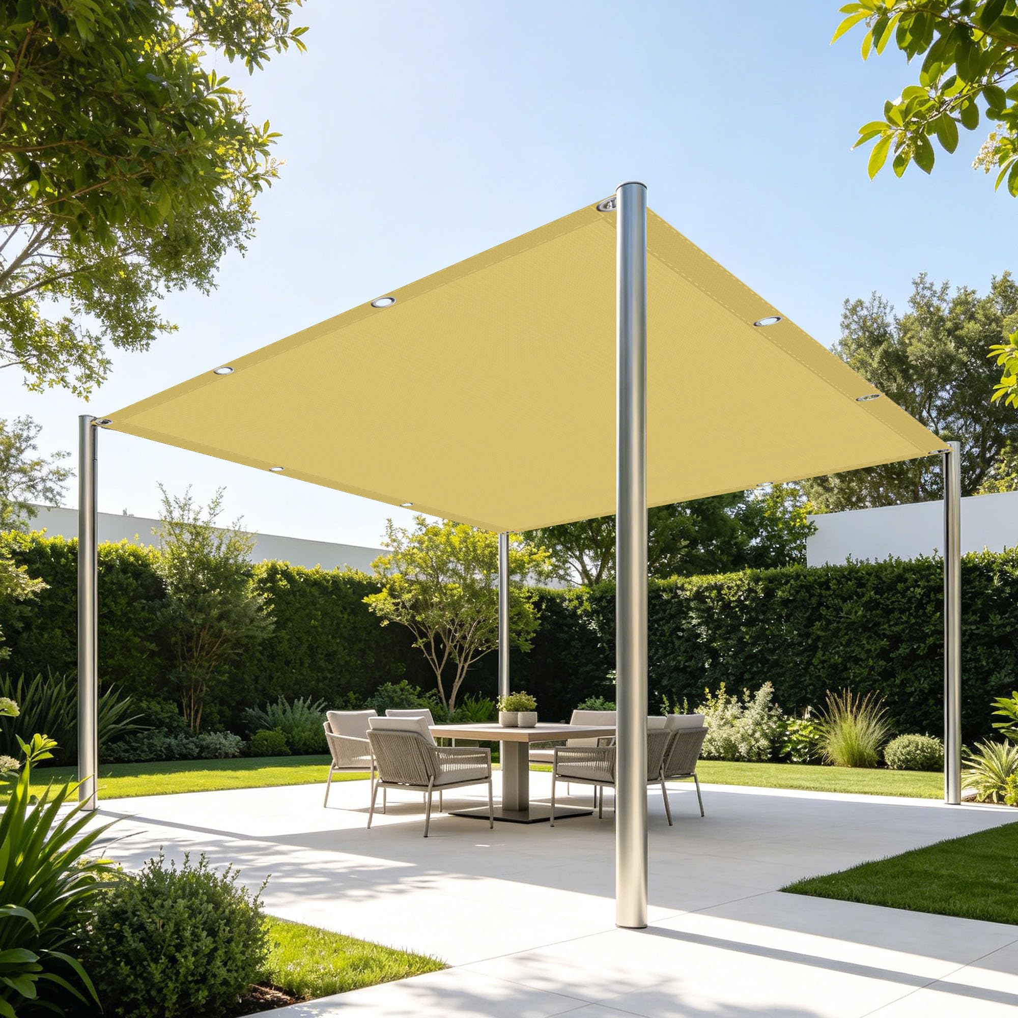 Voile d'ombrage rectangulaire 100x320 cm jaune sable pour terrasse