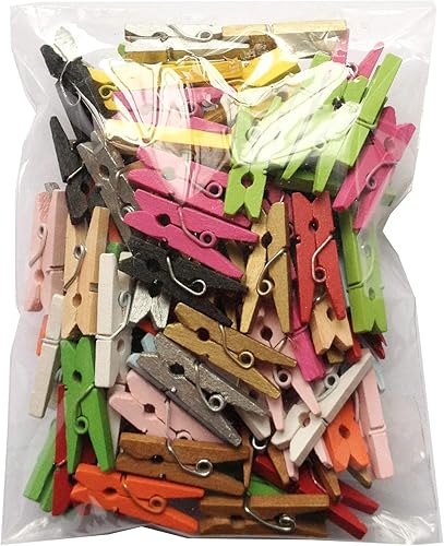 Miniatura 5 de LWR CRAFTS Mini pinzas de madera 15 colores 100 unidades por paquete 1 pulgada (2,5 cm) (Todo)