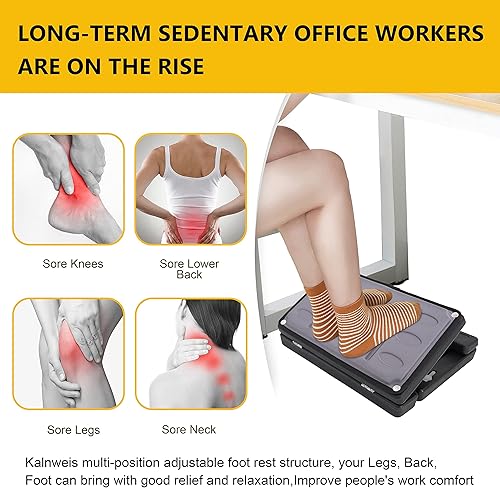 Miniatura 6 de Reposapiés ajustable debajo del escritorio, taburete ergonómico para uso en oficina con masaje (PB-Gris)