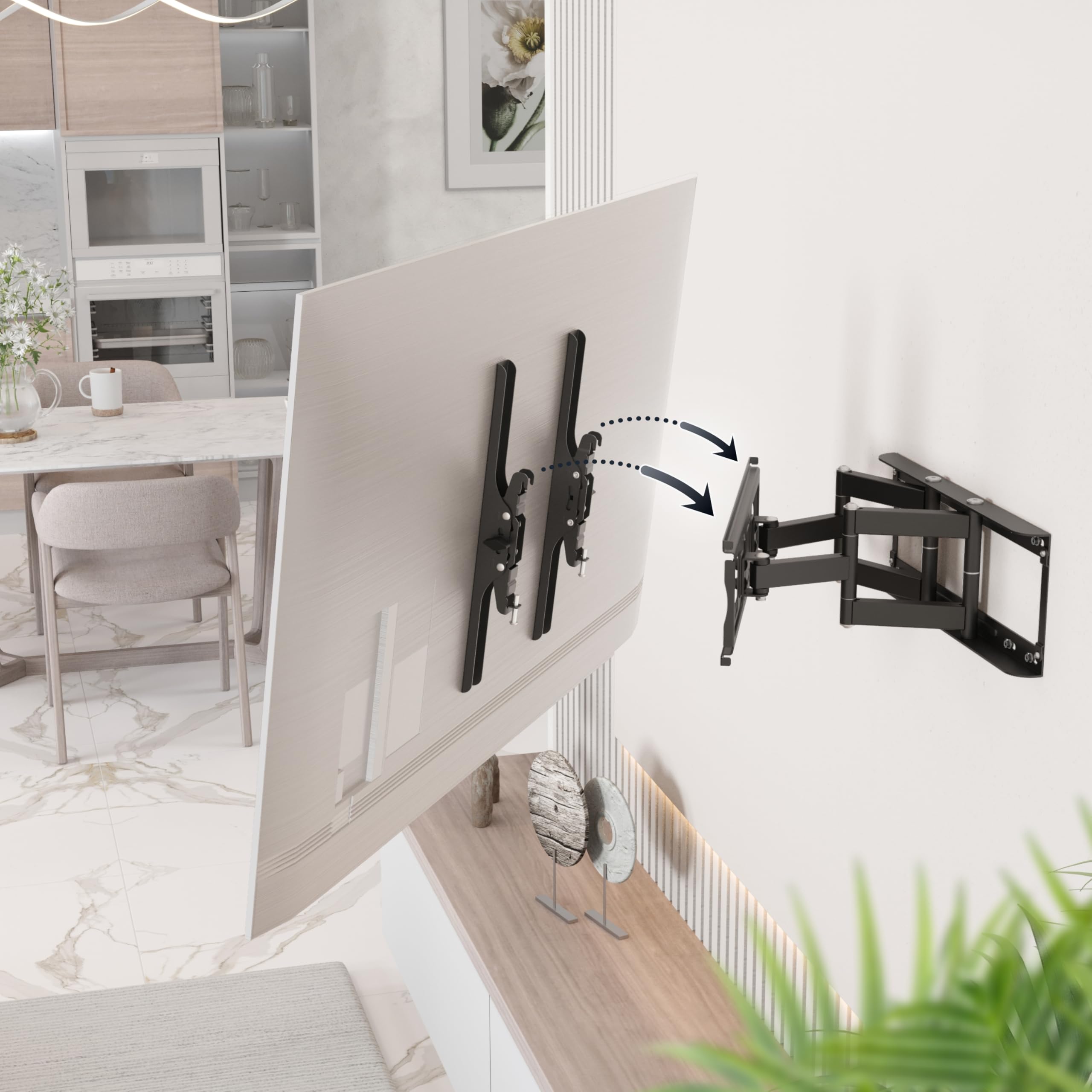 RICOO S1144 Soporte TV Pared Giratorio Inclinable Televisión 30-65" (76-165cm) Brazo Universal Televisor LED/LCD/Curvo VESA 200x200-400x400