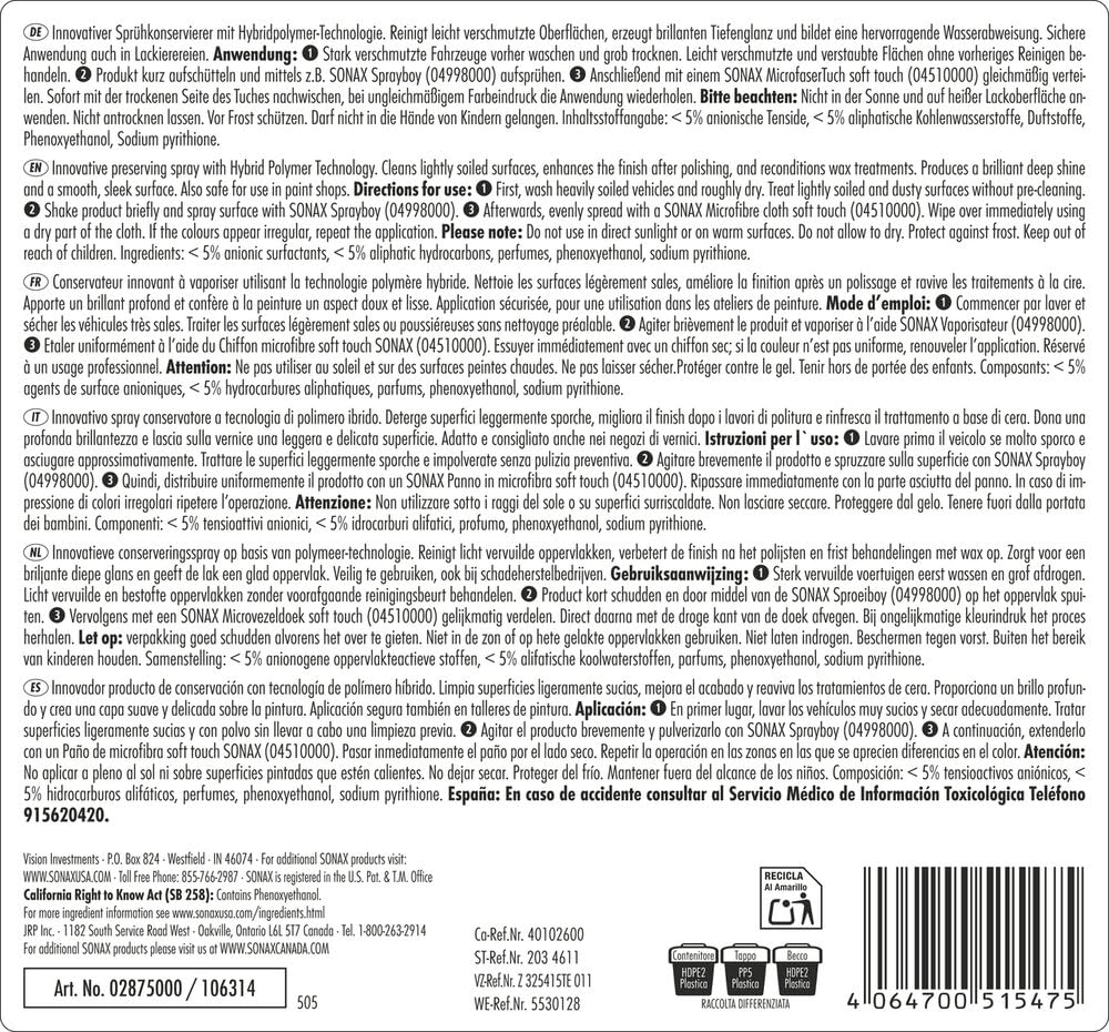 SONAX PROFILINE BrilliantShine Detailer (5 Liter) | Sprühkonservierer und Glanzverstärker für das schnellste Lackfinish