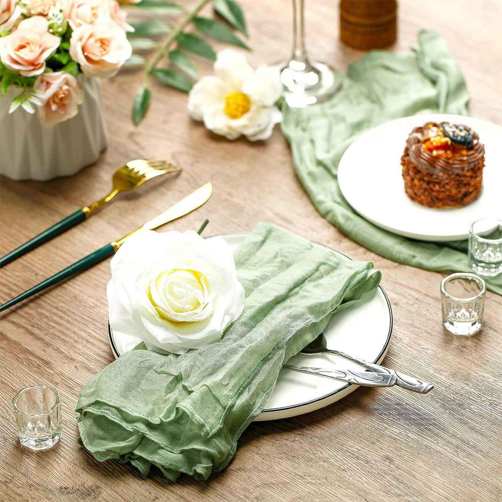 Servilletas de Servilletas de Cena Arrugadas Servilletas de Mesa Servilletas Decorativas de Tela (Verde, 72 Paquetes)