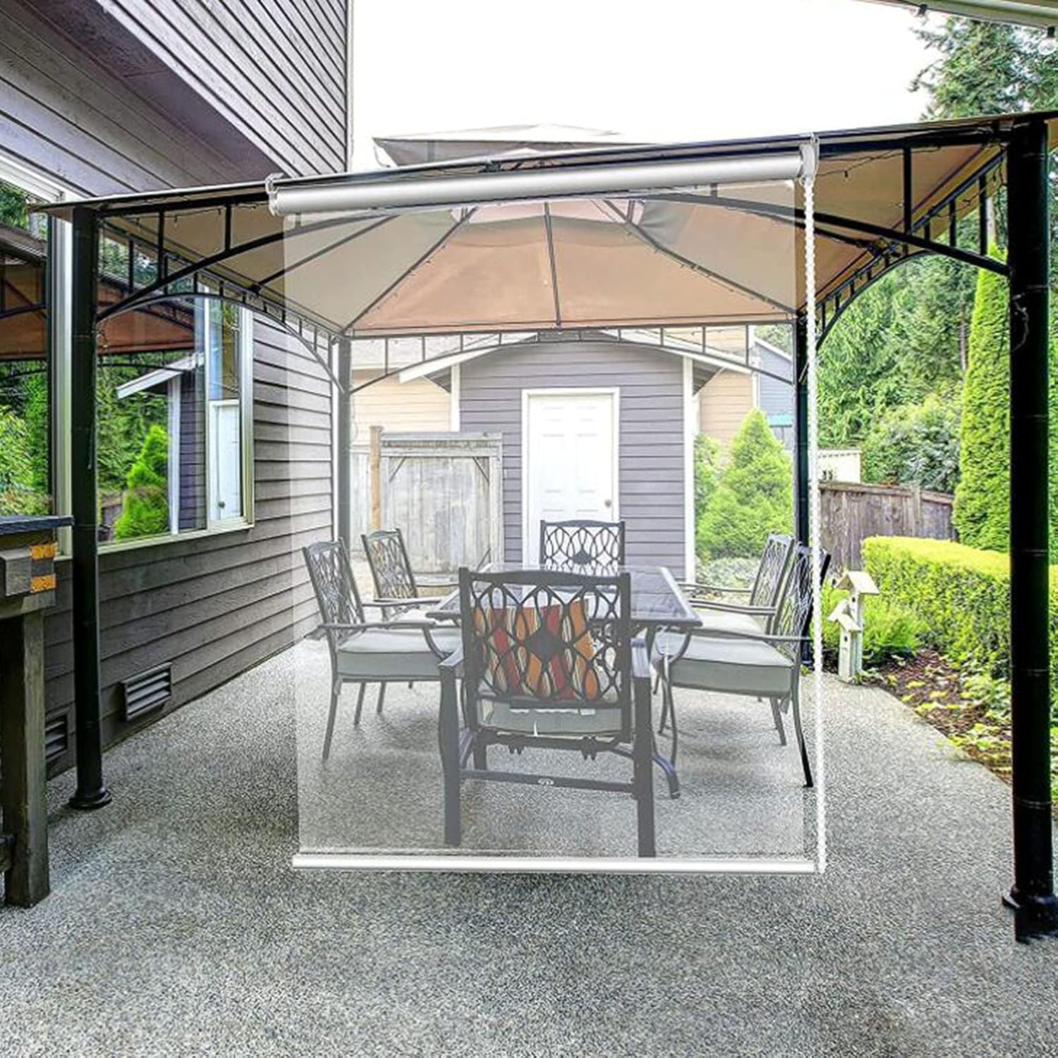 Clear Exterior Roller Shade Pergola Gazebos Transparent