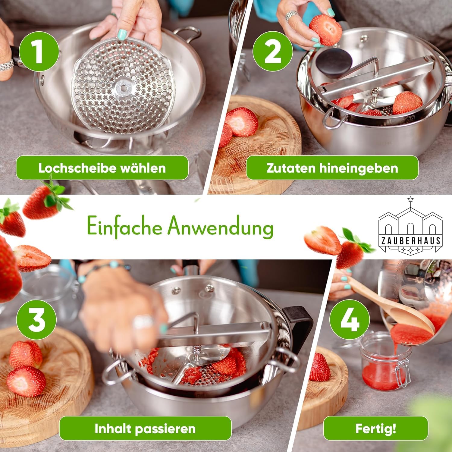 Pasapures Acero Inoxidable, Molinillo De Verduras Manual Machacador De Patatas Pasapurés con 3 Colador Fino para Mermeladas, Purés De Verduras