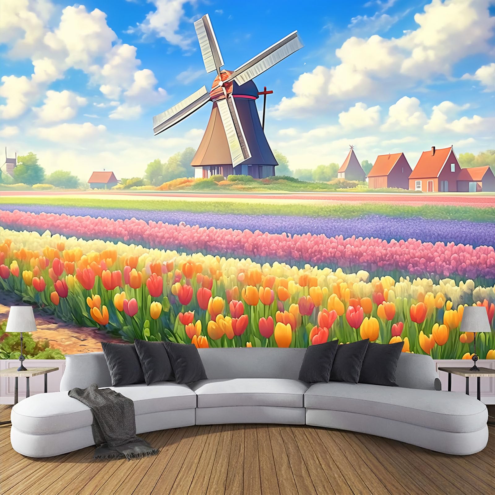 Paysage abstrait mur peinture pour un salon et canapé cosy