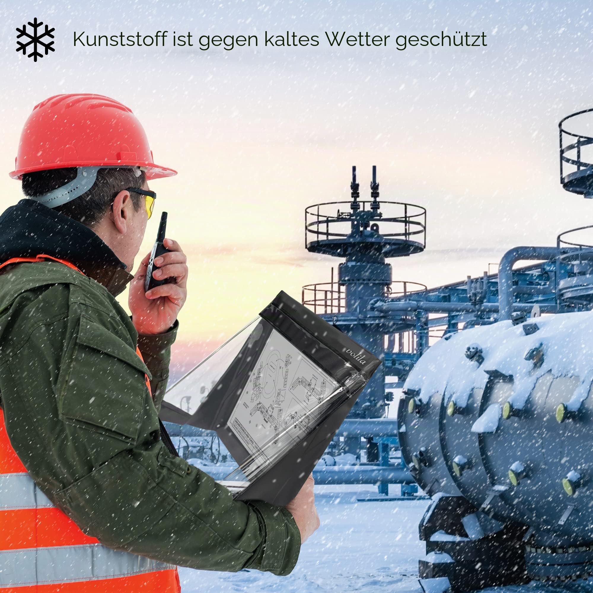 volila Wasserdichtes Klemmbrett A4 - (33,6 x 25,6 cm) Hochformat A4 Klemmbrett mit transparentem PVC-Bildschirm, Klettverschluss zum Schutz von Dokumenten vor Regen, Schnee und Staubpartikeln