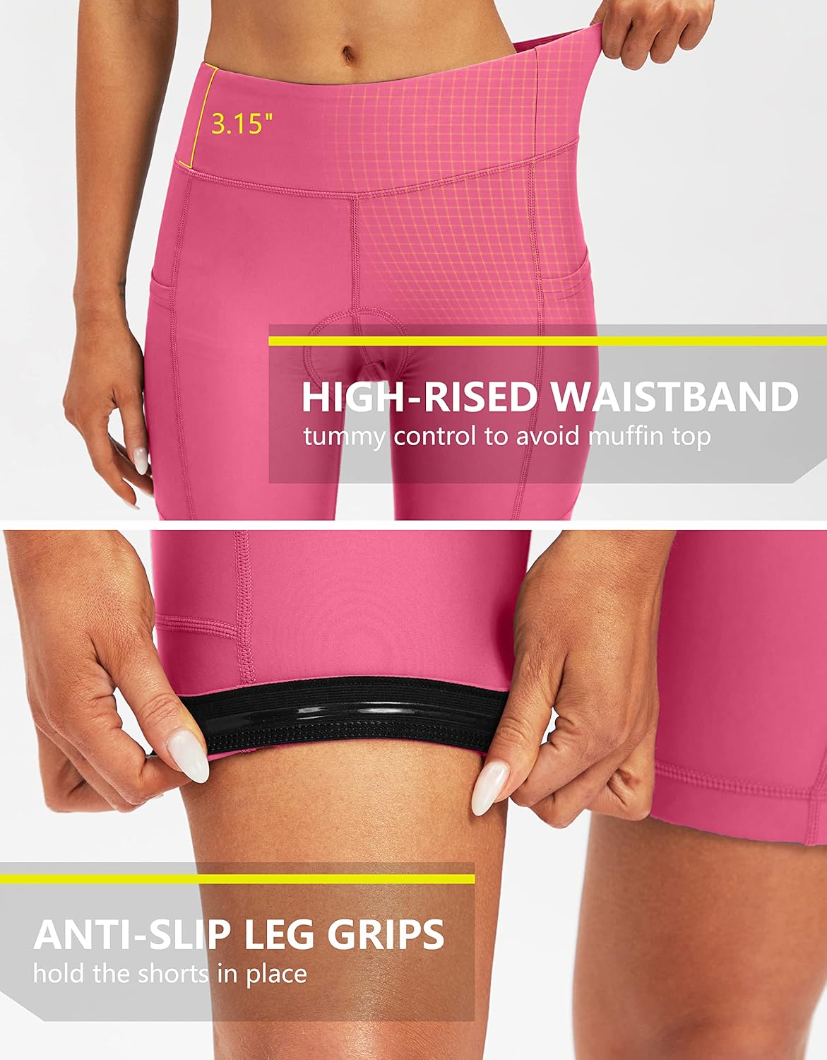 Bikewa Women's 4D Padded Bike Shorts Cycling Riding Road Biking Bicycle Cycle Shorts for Women Zipper Pockets - Image 5