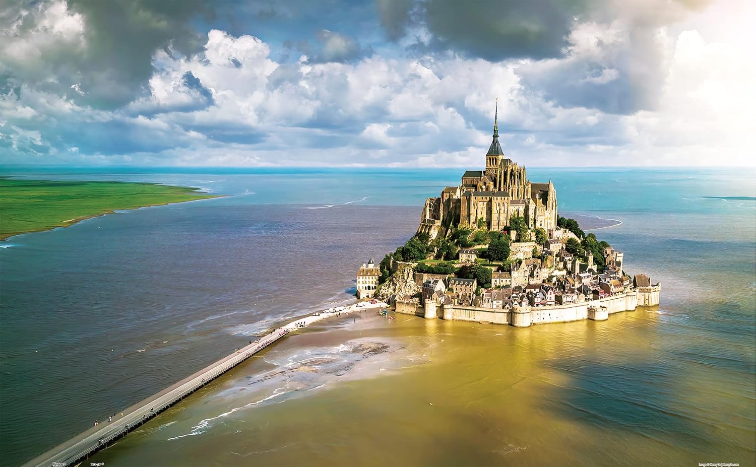 Pintoo Jigsaw Puzzles 1000 Piece for Adults - HenryDo - Aerial Photography - Mont Saint Michel Island, France Beautiful Plastic Puzzle for Home Decor Zero Dust Easy Storage [H3035]