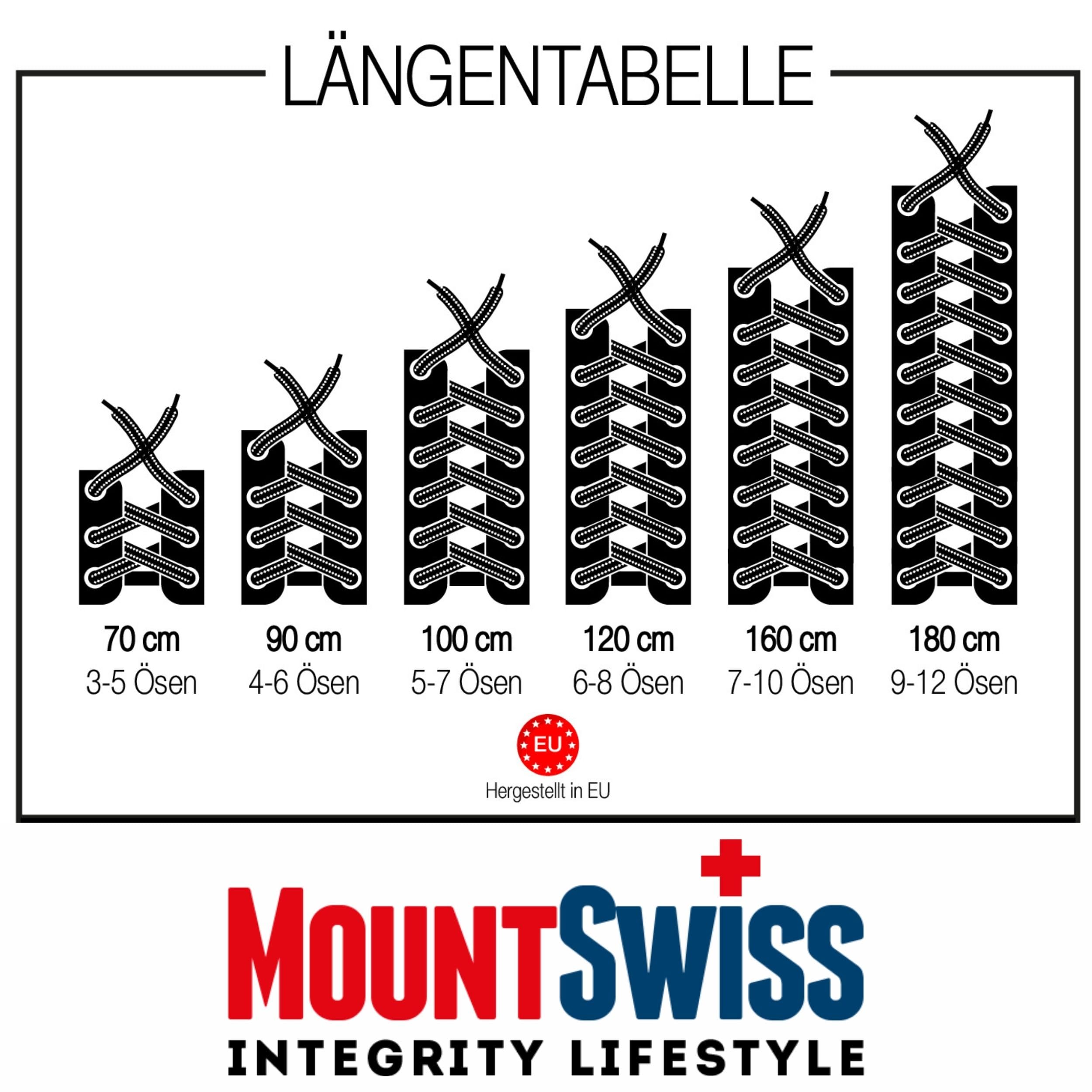 Mount Swiss Lacets ronds, qualite premium 100% coton, indéchirable, ø 3 mm -4 mm, Longeur 45-200 cm - 5