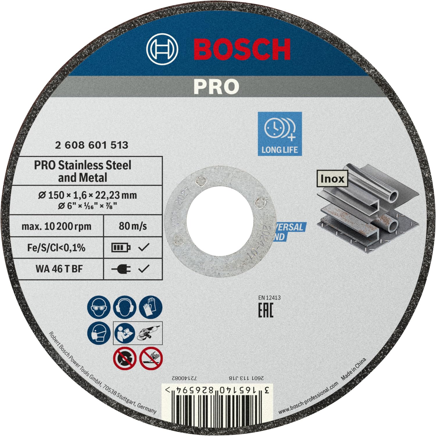 BOSCH 2608601513 - Standard Straight Cut Abrasive Disc Standard: 150 x 1.6 mm
