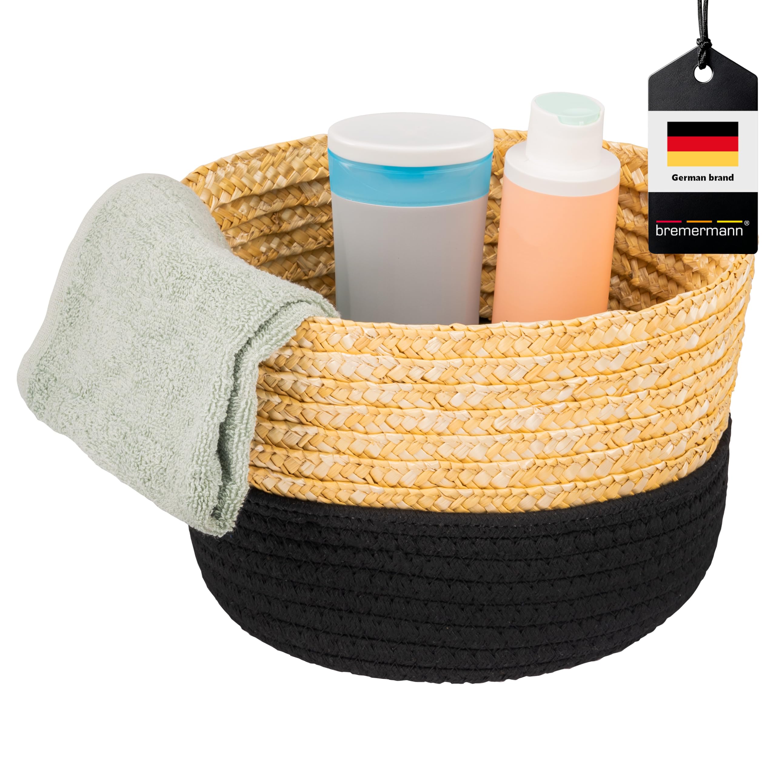 Bremermann Black Storage Basket Cotton / Straw Wicker Diameter 24 Cm (Black)