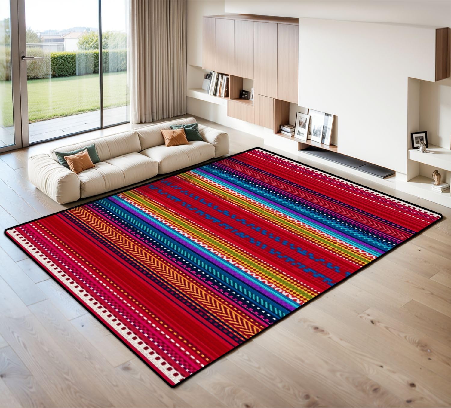 8x10 Area Rugs for Living Room Blanket Stripes Seamless Pattern for de Party Decor Ethnic Mexican Washable Large Area Rug for Bedroom Non Slip Outdoor