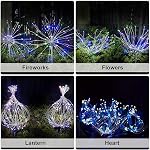 Lumières solaires extérieures, paquet de 4 120 LED Les feux d'artifice solaires imperméables sont 8 Modes Décorative Sparkles Stake Landscape Light, Jardin de fil de cuivre Lampe de feu pour jardin Patio Decor (Multi-Color)
