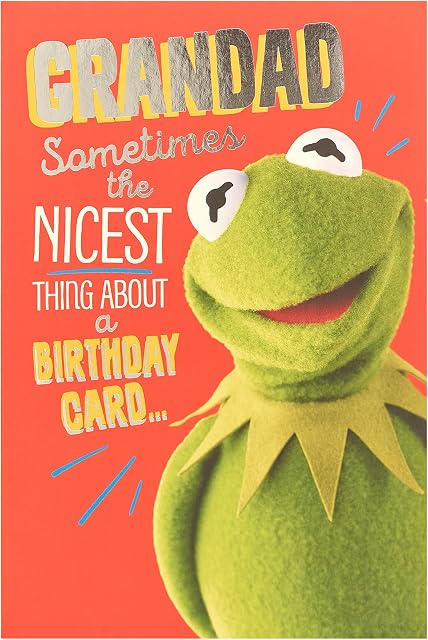 The Muppets Grandad Birthday Card - Funny Birthday Card for Him - Kermit The Frog