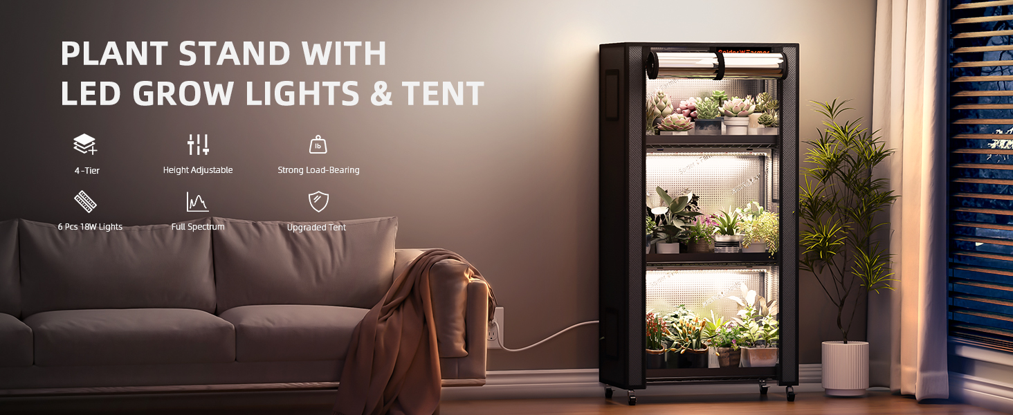 Amazon.com: Spider Farmer 4 Tier Plant Stand with Grow Lights