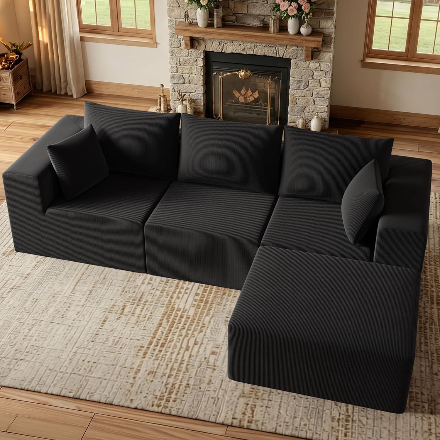 Modern Modular Sectional Sofa for Living Room, Cloud Sectional Couch Sectional Ottoman, Deep Seat, No Assembly Required Grey