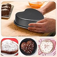 Vista 6 de Nuogo Paquete de 3 moldes de aluminio con forma de corazón de 8 pulgadas, moldes para hornear para el día de San Valentín, cumpleaños, bodas, latas