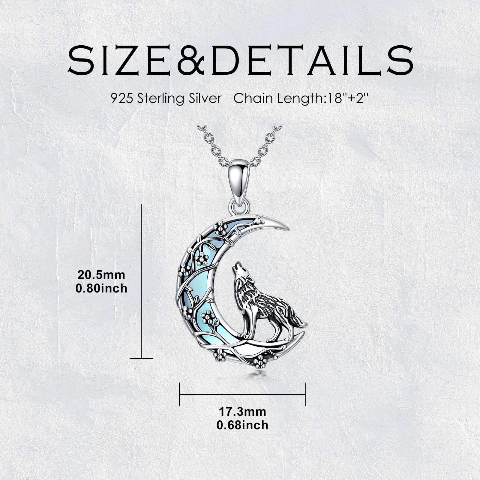 Wolf Katze Halskette 925 Sterling Silber Lebensbaum Anhänger Kette Tier Schmuck Geschenke für Frauen Mama Ehefrau