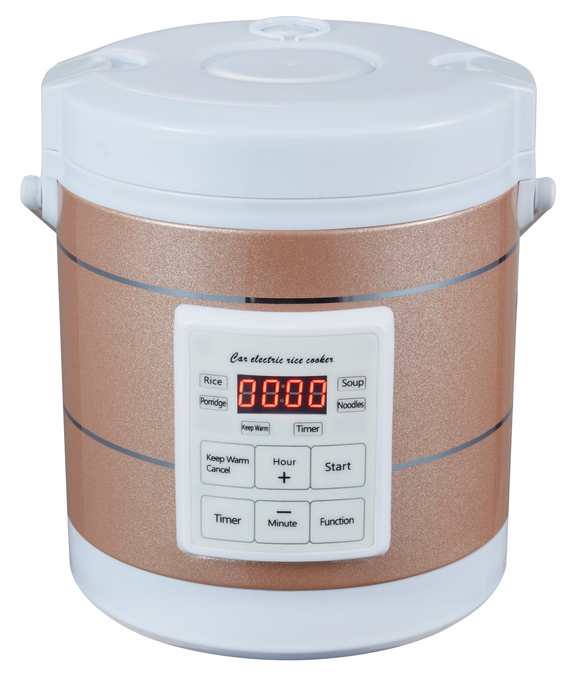 1.6L Rice Cooker 12V-24V Electric Lunch Box Manufacturer Multicooker Small Rice Stove for Car Truck RV Travel Camping Gold (1601)