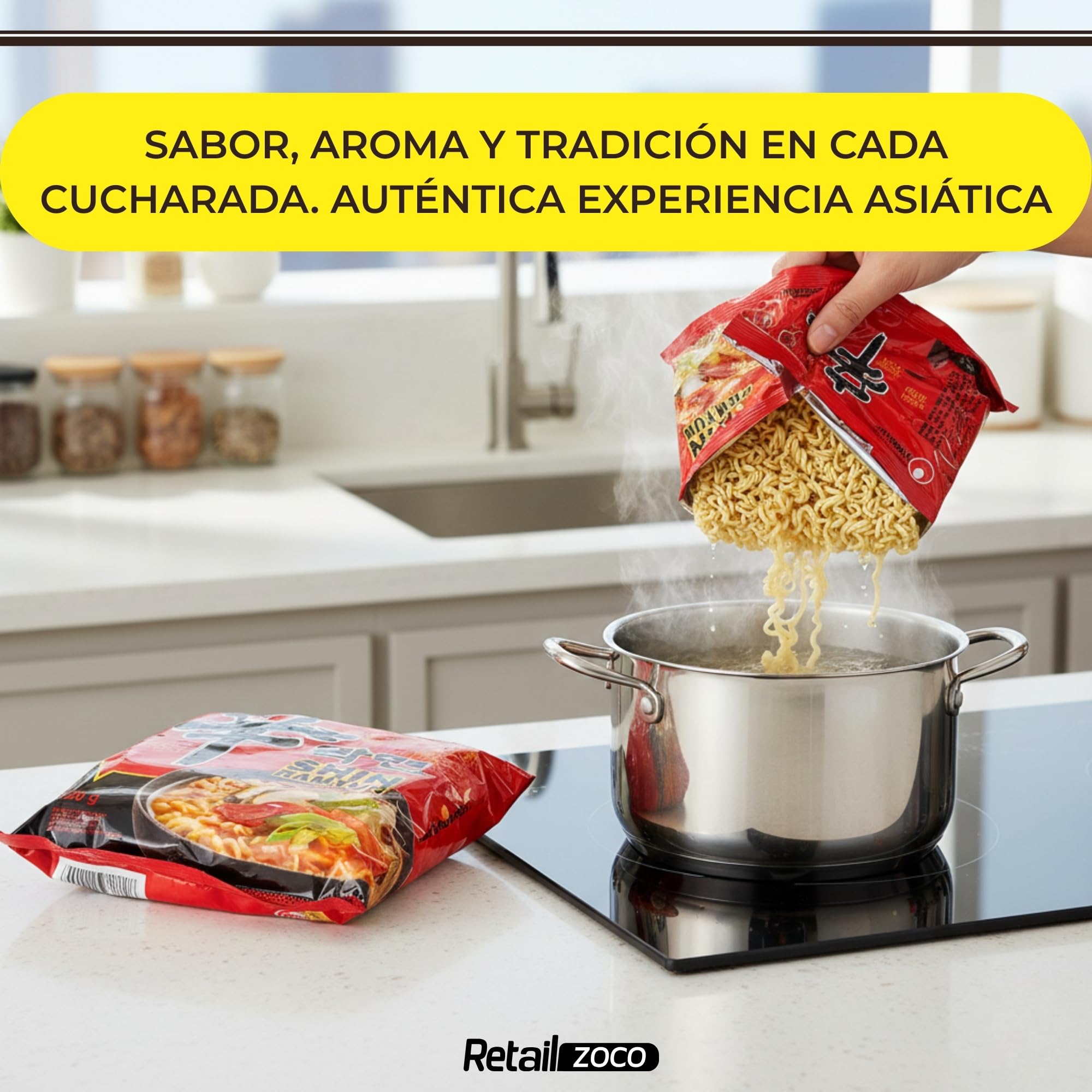 Ramen Picante Nong shin, Fideos Instantáneos Nong Shim Shin Ramyun, Instant Noodle Ramen Corea, Original Coreano, Agrega agua caliente y cocina por 5 minutos, 20 unidades de 120 g - imagen 5