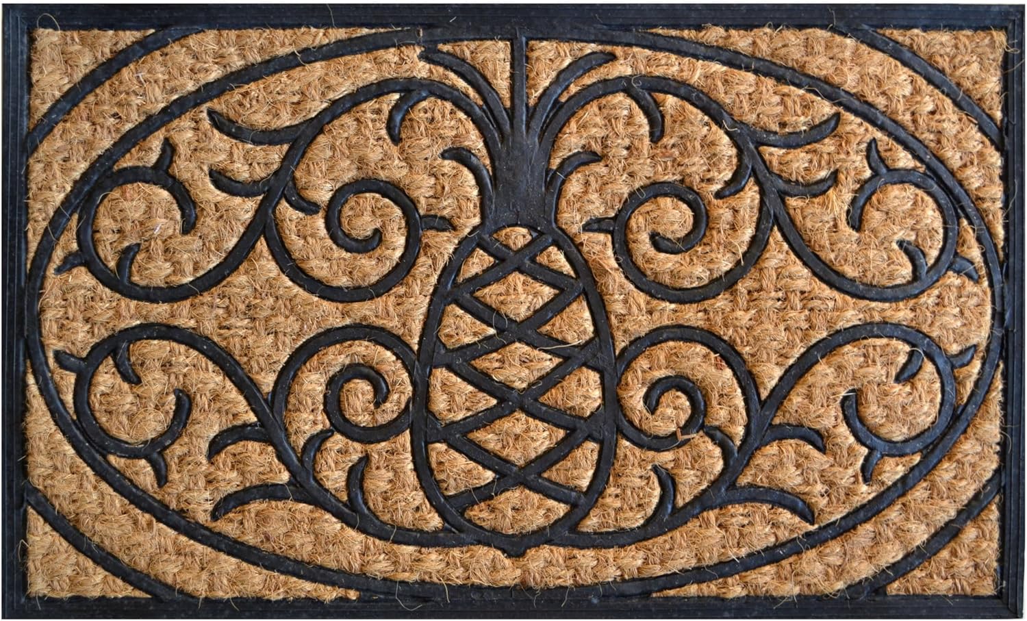 HomeRoots 18" X 30" Brown and Black Rubber Pineapple Outdoor Door Mat