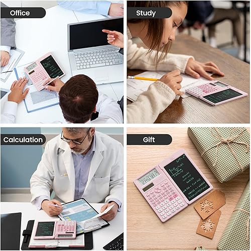 Miniatura 7 de Pink Scientific Calculators for Girls Students, 82 MS Foldable Cute Science Calculator with Notepad Middle and High School Supplies