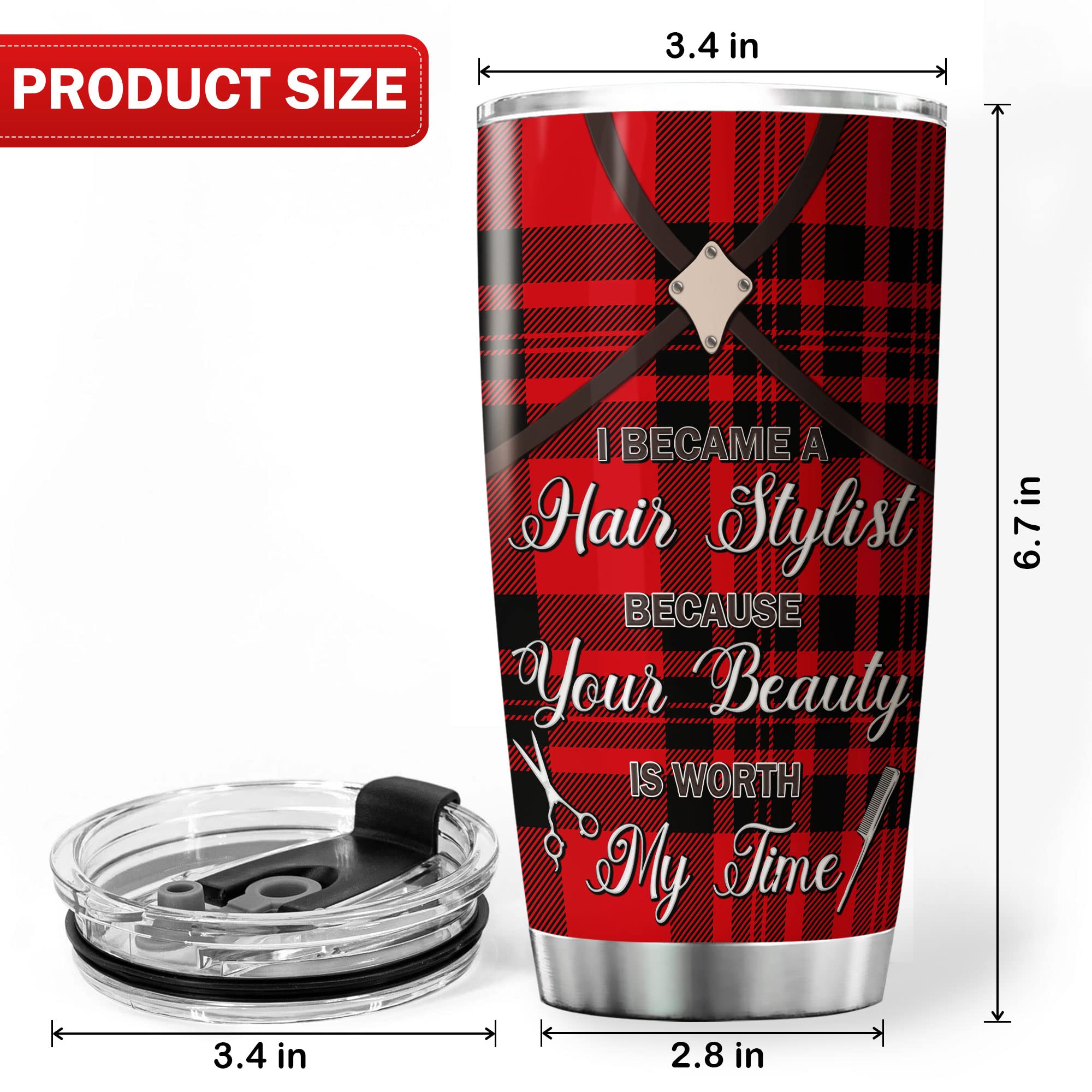 KOIXA Hairstylist Tumbler 20oz | 'I Became A Hair Stylist Because Your Beauty Is Worth My Time' Mug - View #10