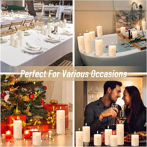 Miniatura 7 de Sumind Juego de 12 velas de pilar vertidas de 3 x 4 pulgadas, 6 pulgadas, 8 pulgadas, sin goteo, sin goteo, larga y limpia, estilo rústico para