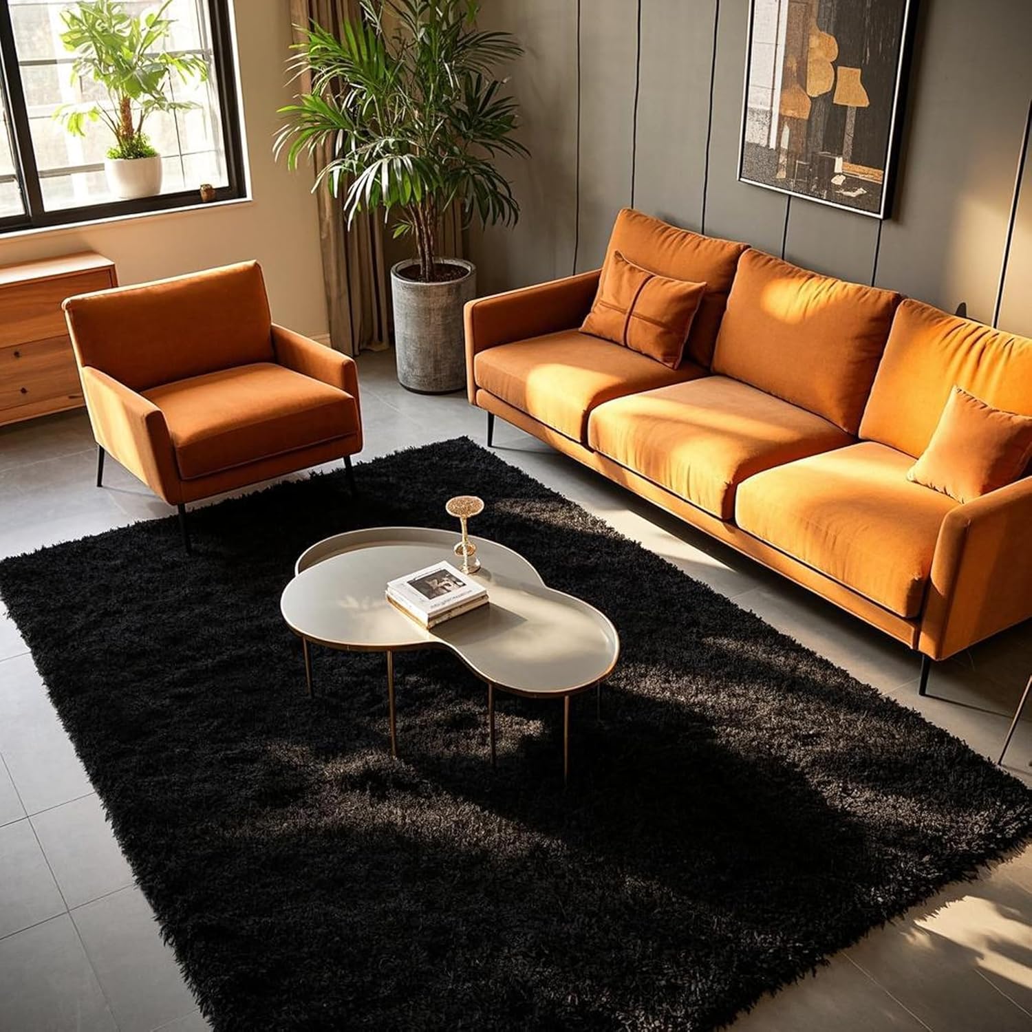 Upgraded Furry Fluffy Soft Bedroom Living Room Non-Slip Interior Floor Area Rugs, Children's Boys, Teens' Dormitories, Home Décor Aesthetics, Nursery?Black?8' x 10' (Rectangular)? Black 8' x 10' (Rectangular)